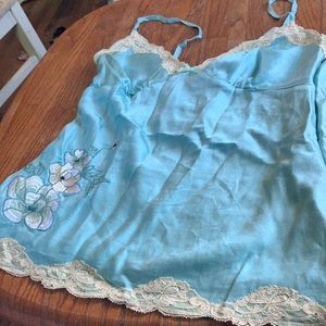 Banana Republic satin cami with flower appliqué